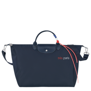 Cestovné Tašky Longchamp Le Pliage Très Paris L Platene, Recycled canvas Panske Modre | XLTYOE531