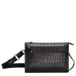 Crossbody Kabelka Longchamp Croco Block Kozene Damske Čierne | CPWMEQ708