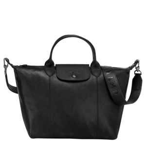 Kabelky Longchamp Le Pliage Cuir M Kozene Damske Čierne | CELRZN945