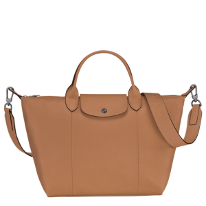 Kabelky Longchamp Le Pliage Cuir M Kozene Damske Béžové | FPMYDS954