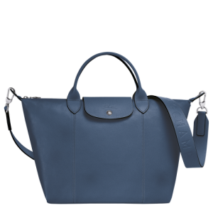 Kabelky Longchamp Le Pliage Cuir M Kozene Panske Modre | UXGISR310