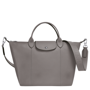 Kabelky Longchamp Le Pliage Cuir M Kozene Damske Siva | ZGSYXP738