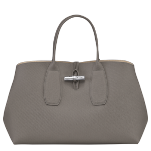 Kabelky Longchamp Roseau L Kozene Damske Siva | EHLBIA146