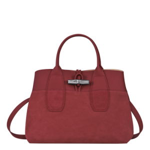 Kabelky Longchamp Roseau M Kozene Damske Červené | CDIWVR324