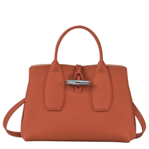 Kabelky Longchamp Roseau M Kozene Damske Oranžové | FTESNR134
