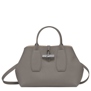 Kabelky Longchamp Roseau M Kozene Damske Siva | KDQFOA416