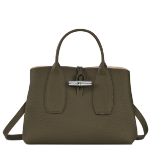 Kabelky Longchamp Roseau M Kozene Damske Zelene | KIMJVT062
