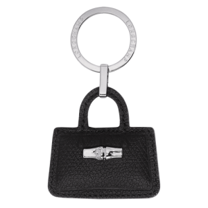 Kľúčenka Longchamp Roseau Kozene Damske Čierne | QYSVUC281