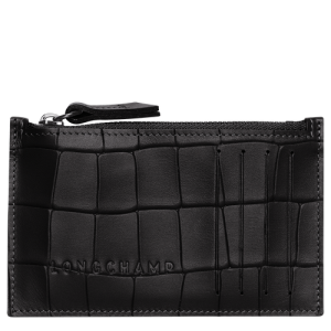 Penazenka Na Mince Longchamp Croco Block Kozene Damske Čierne | BPAWQK897