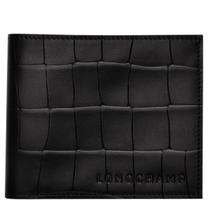 Penazenky Longchamp Croco Block Kozene Damske Čierne | GCIARD481