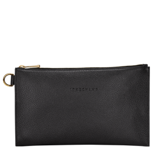 Pouches Longchamp Le Foulonné Kozene Damske Čierne | HRPCGB524