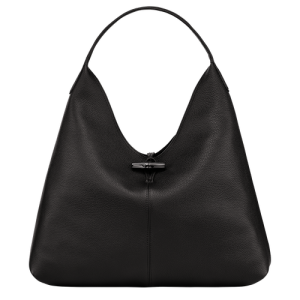 Taška Cez Rameno Longchamp Roseau Essential XL Kozene Damske Čierne | IZMXGL308